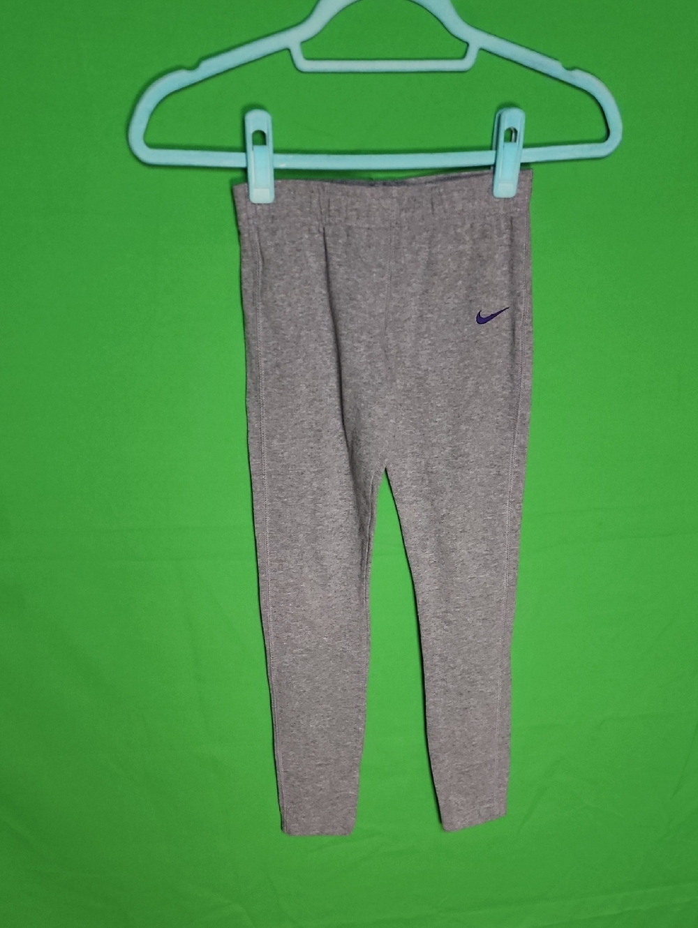Nike Girls Leg-A-See "Just Do It" Tights Gray Purple Swoosh S